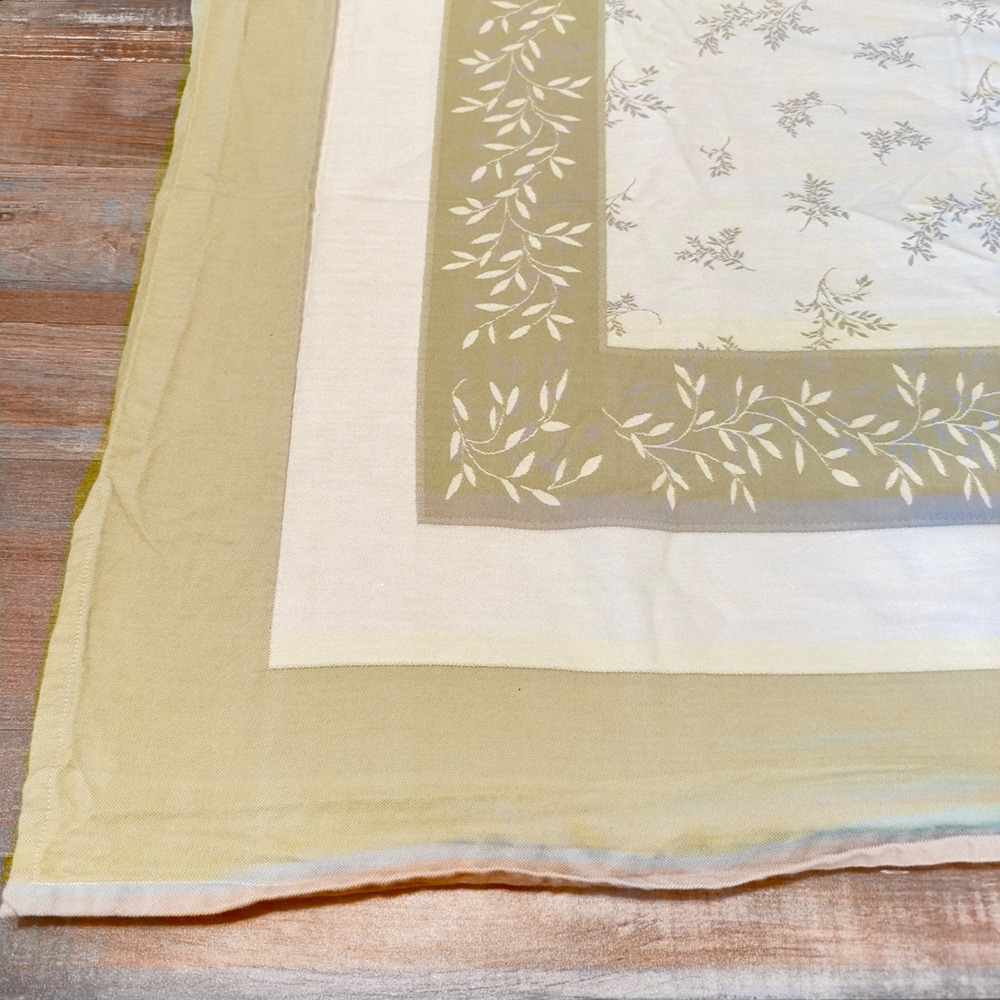 Bella Sage Green Floral Herringbone Tablecloth 59x76 Botanical Print India